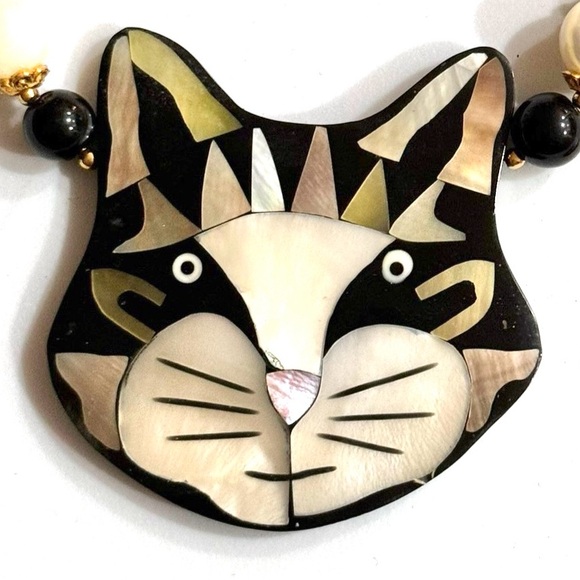 Vintage Lee Sands, Tabby Cat 20” Necklace - Picture 1 of 4
